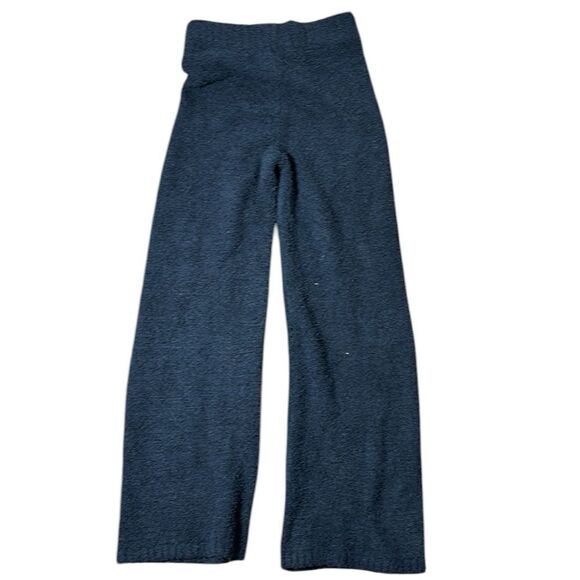 Skims cozy knit fuzzy teddy fleece wide leg loungewear pants black small medium - Picture 5 of 5